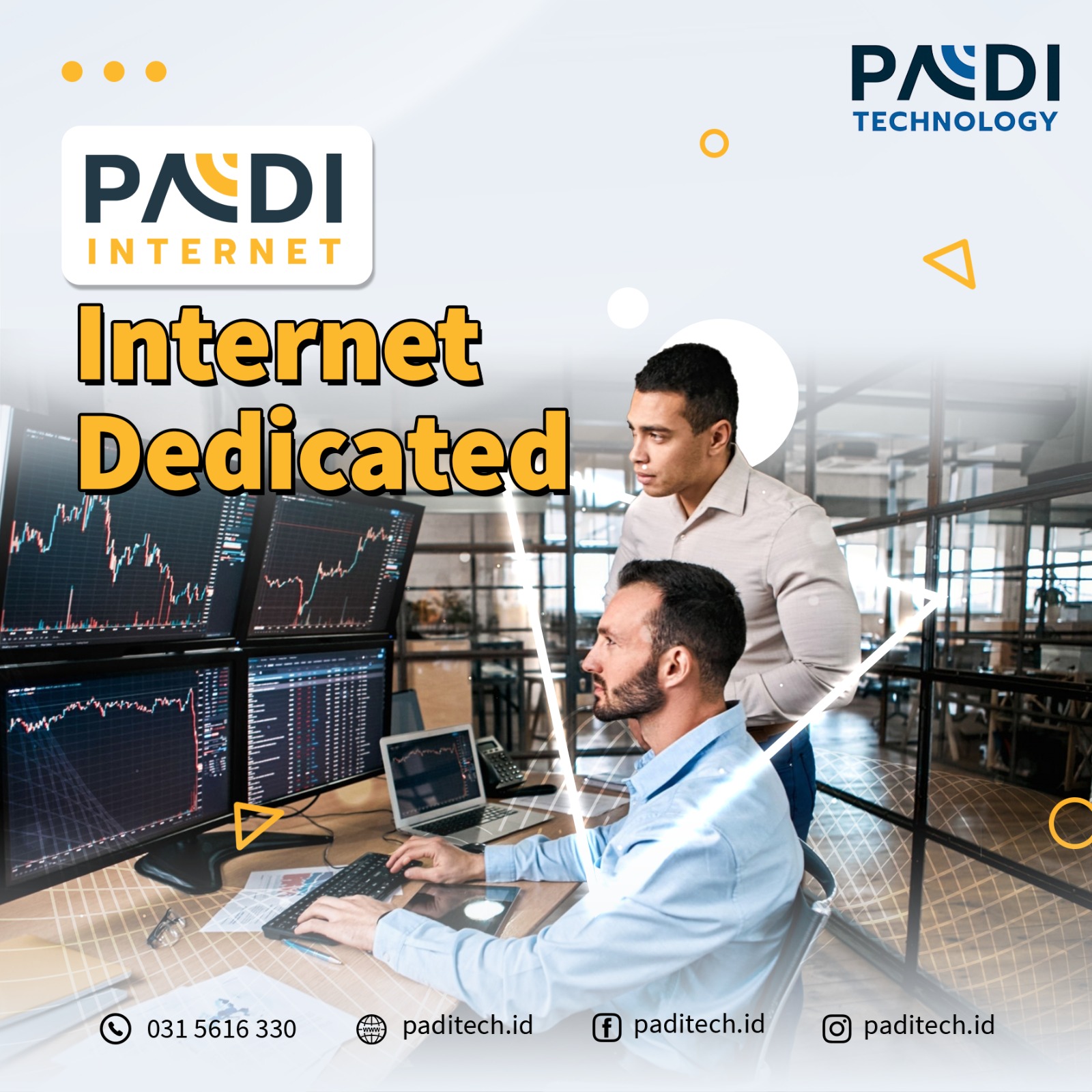 Perusahaan Anda butuh akses internet kecepatan tinggi dan koneksi stabil? Layanan INTERNET DEDICATED dari Padi Internet by Padi Technology ini solusinya!